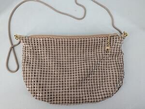 Vintage Taupe Metal Mesh Evening Bag Chain Shoulder Strap Handbag Crossbody